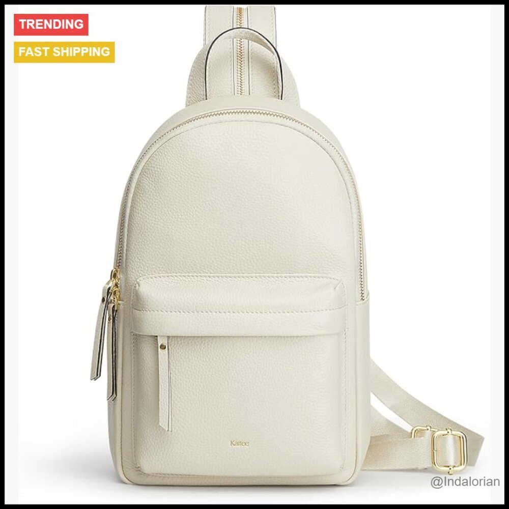 Leather Sling Crossbody Bag RFID Blocking Multi-Pocket Travel Backpack Purse